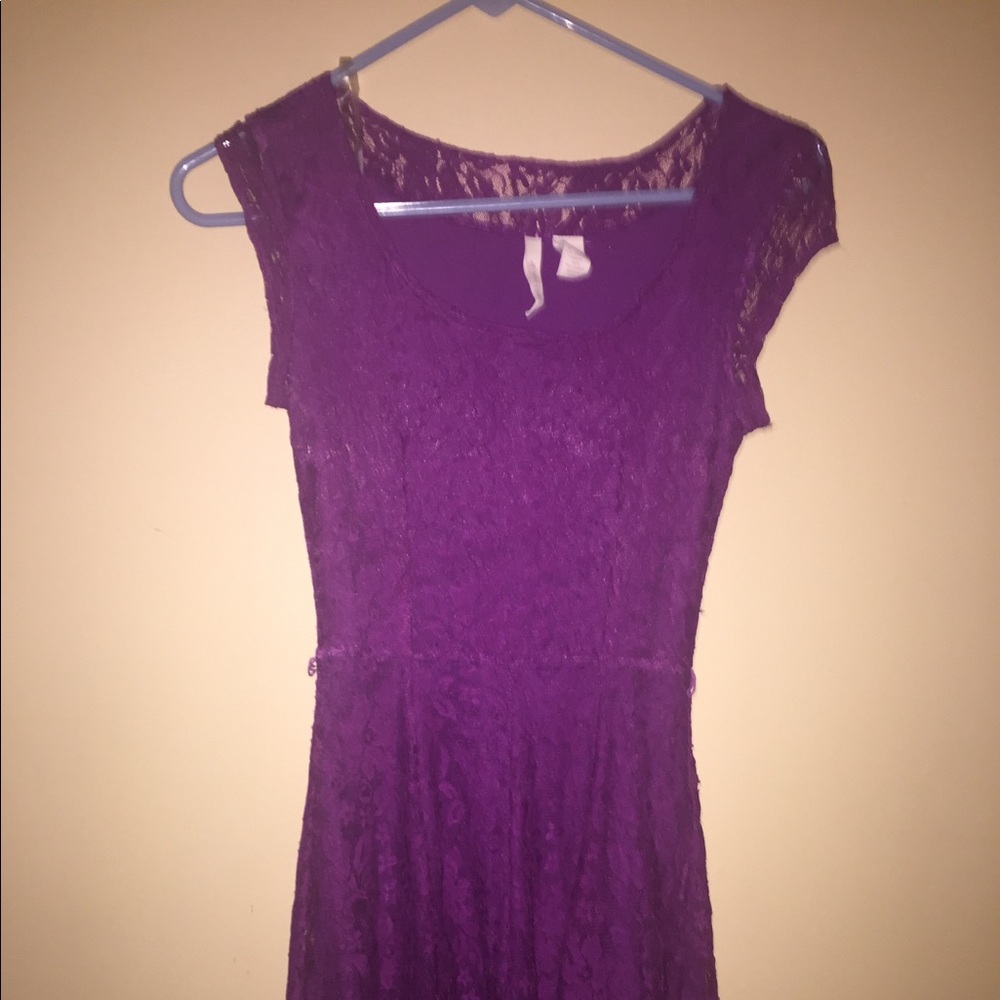 Red camel purple lace dress